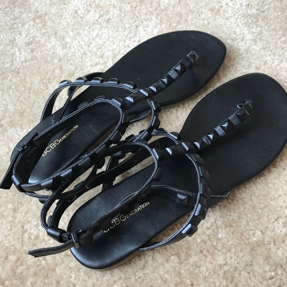 BCBGeneration Black Rock-Studded Sandals NWOT